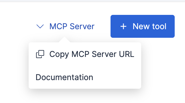 Copy MCP server URL button for easy configuration of external clients