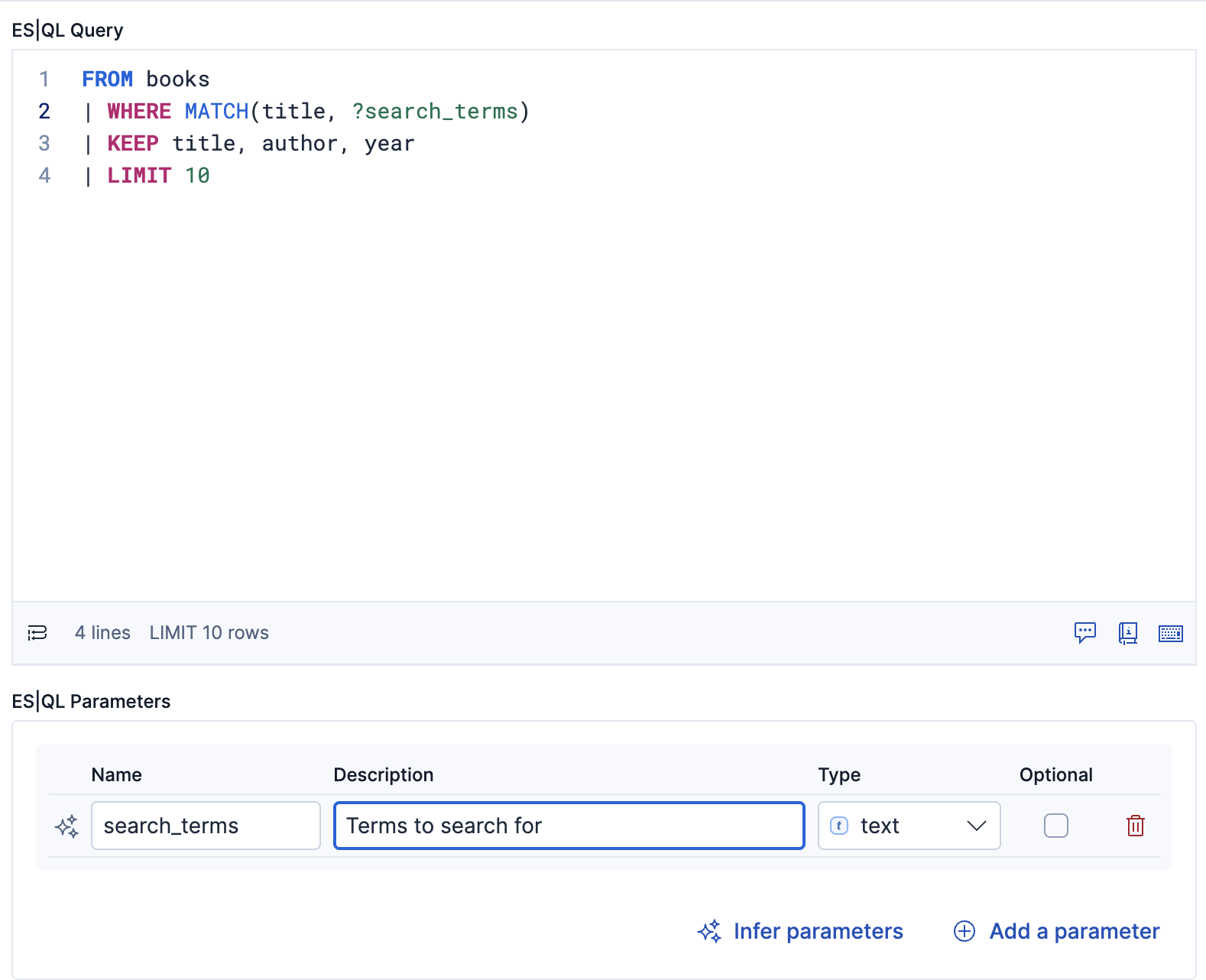 Creating an ES|QL tool with a parameterized query