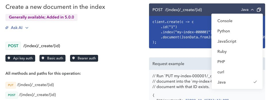 Create API java example