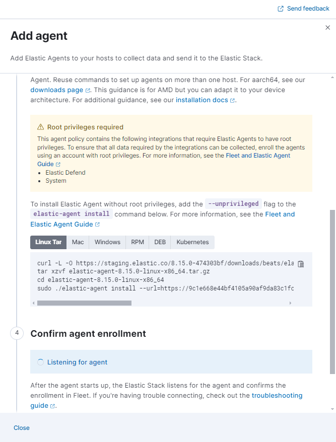 Add agent flyout in Kibana