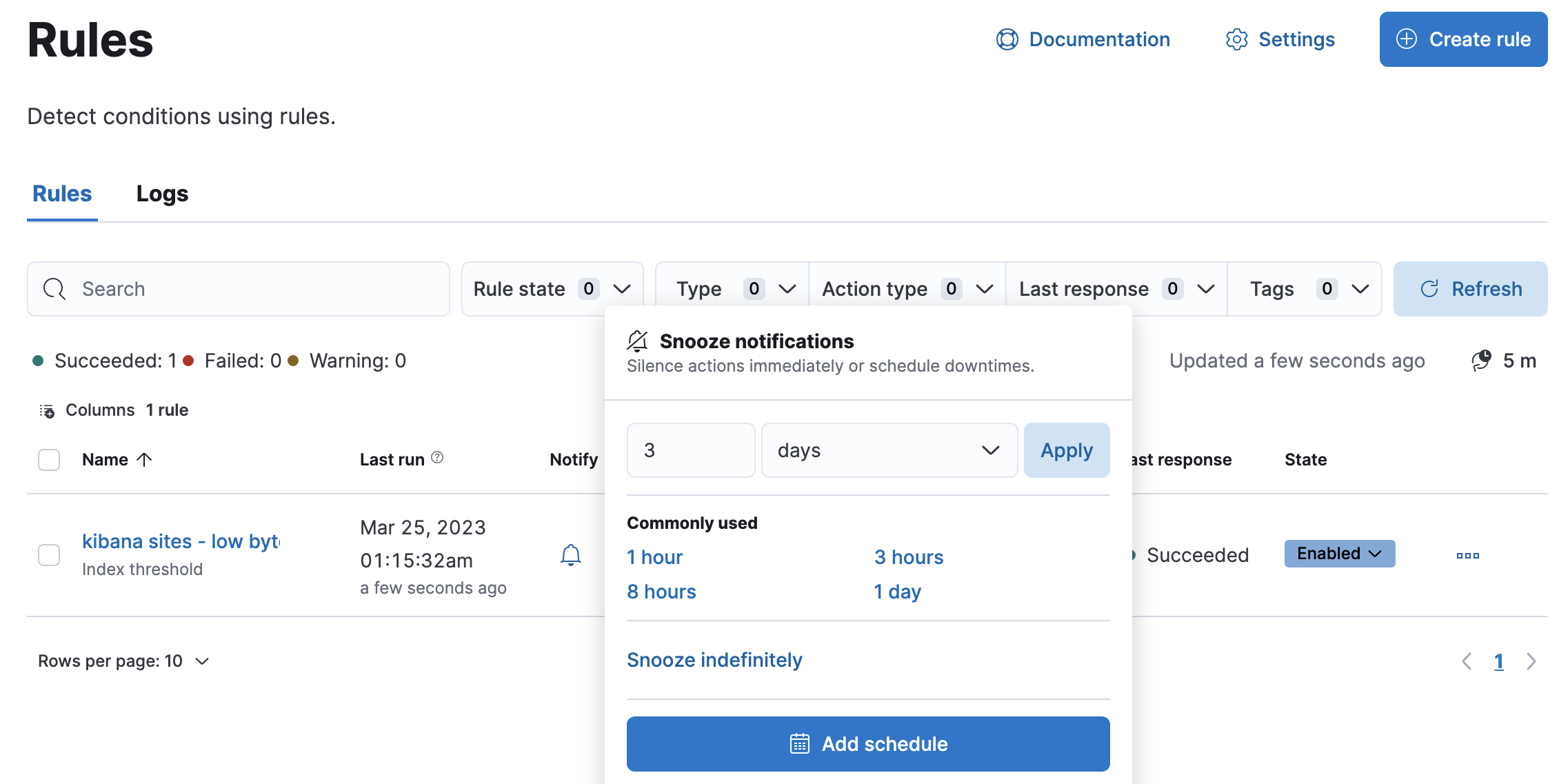 Snooze notifications for a rule Snooze notifications for a rule