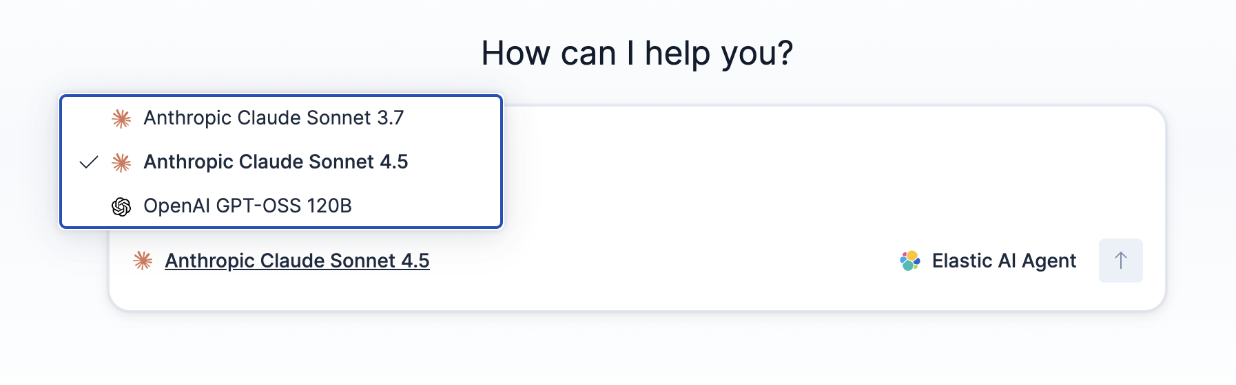 Model selector dropdown in the chat interface