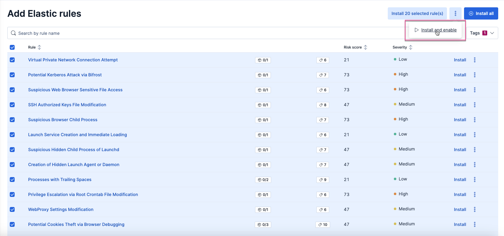 Alerts page with visualizations section collapsed