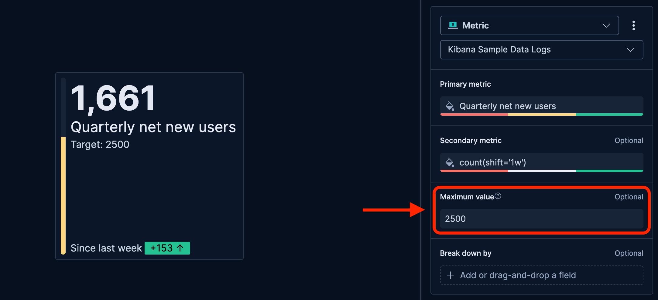 Metric maximum value option