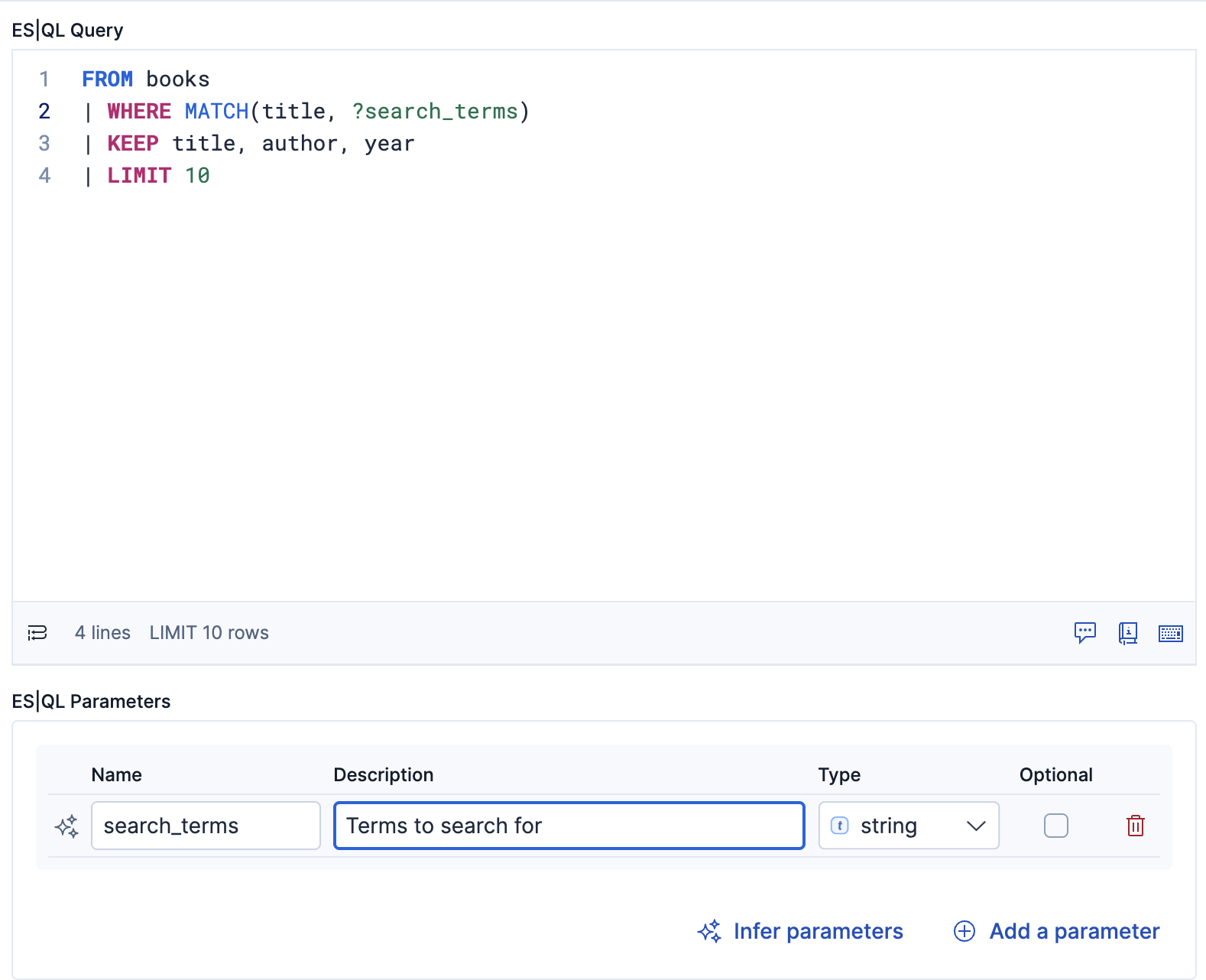 Creating an ES|QL tool with a parameterized query