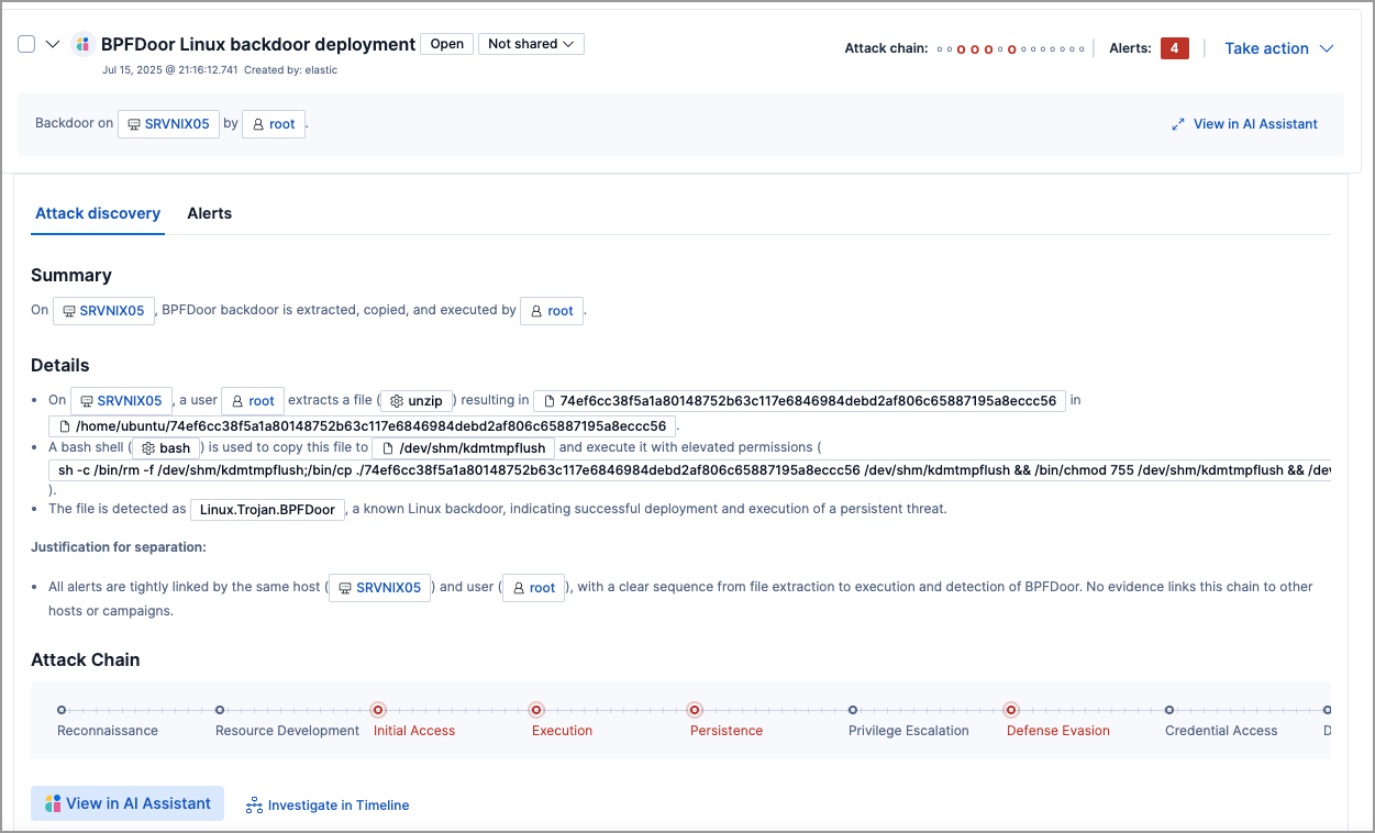 Attack Discovery detail view