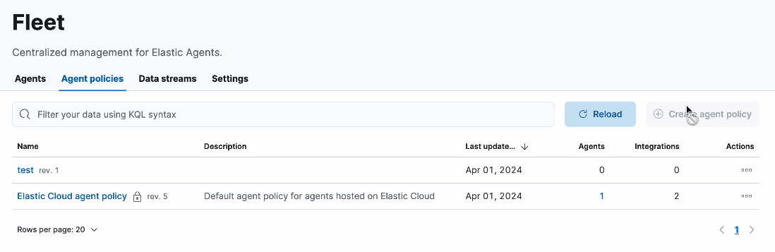Fleet UI showing four tabs available