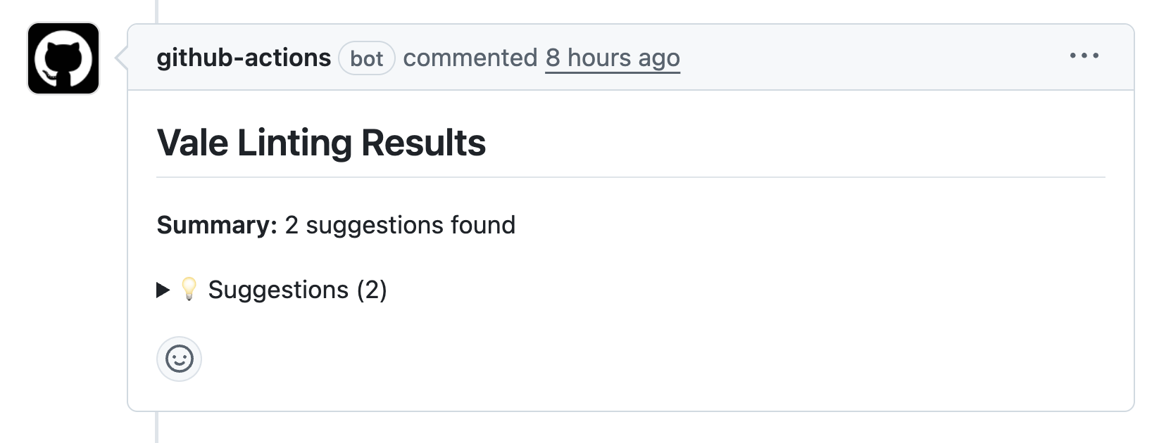 Vale comment in pull request