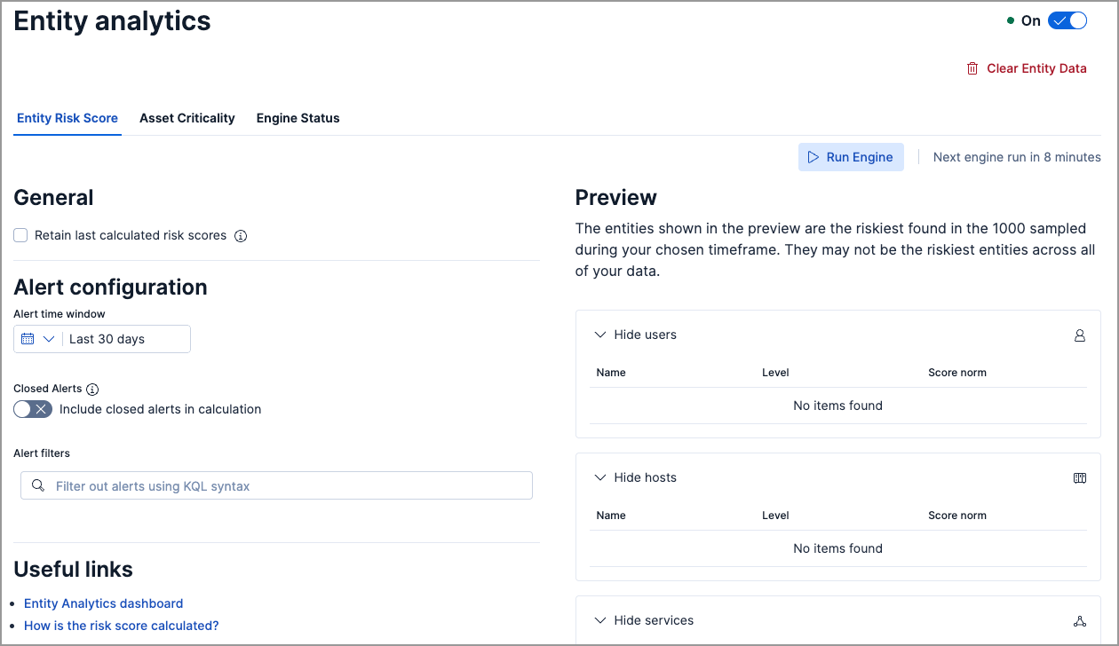 Turn on entity risk scoring