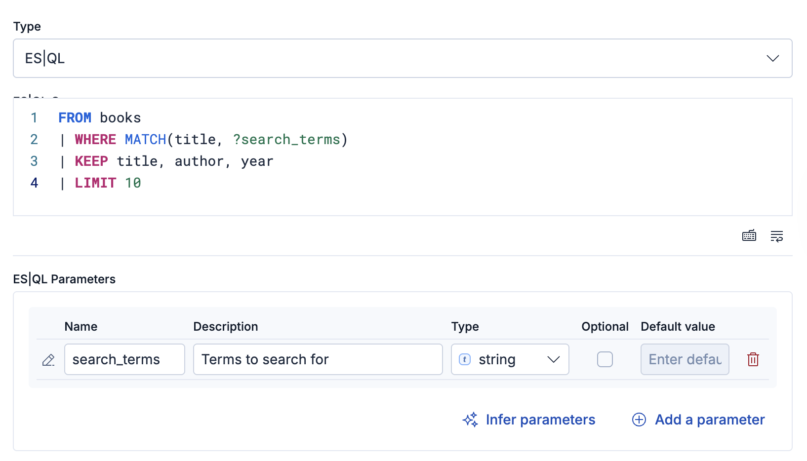 Creating an ES|QL tool with a parameterized query