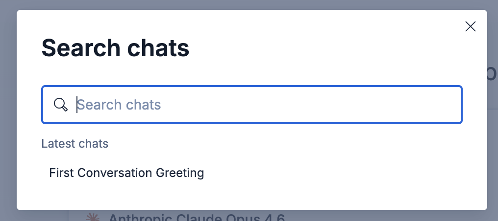 Search chats panel with search field and conversation list
