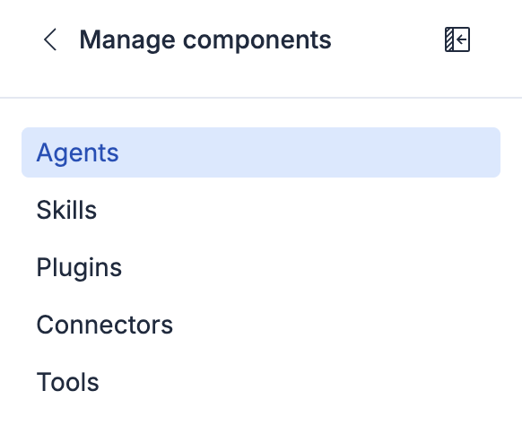 Manage component menu