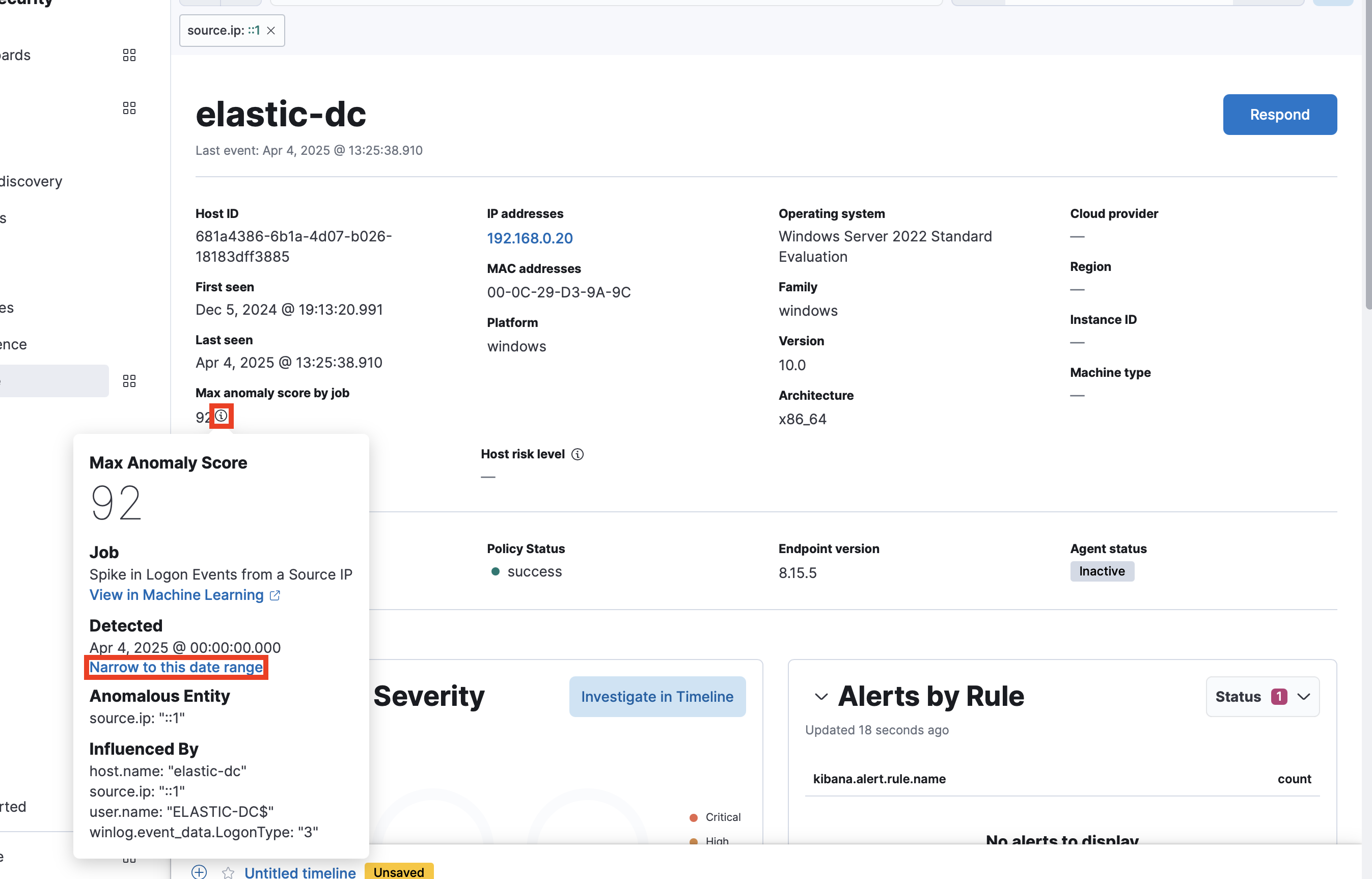 Filter by Max anomaly score by job