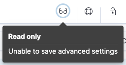 Example of Advanced Settings Management's read only access indicator in Kibana's header Example of Advanced Settings Management's read only access indicator in Kibana's header