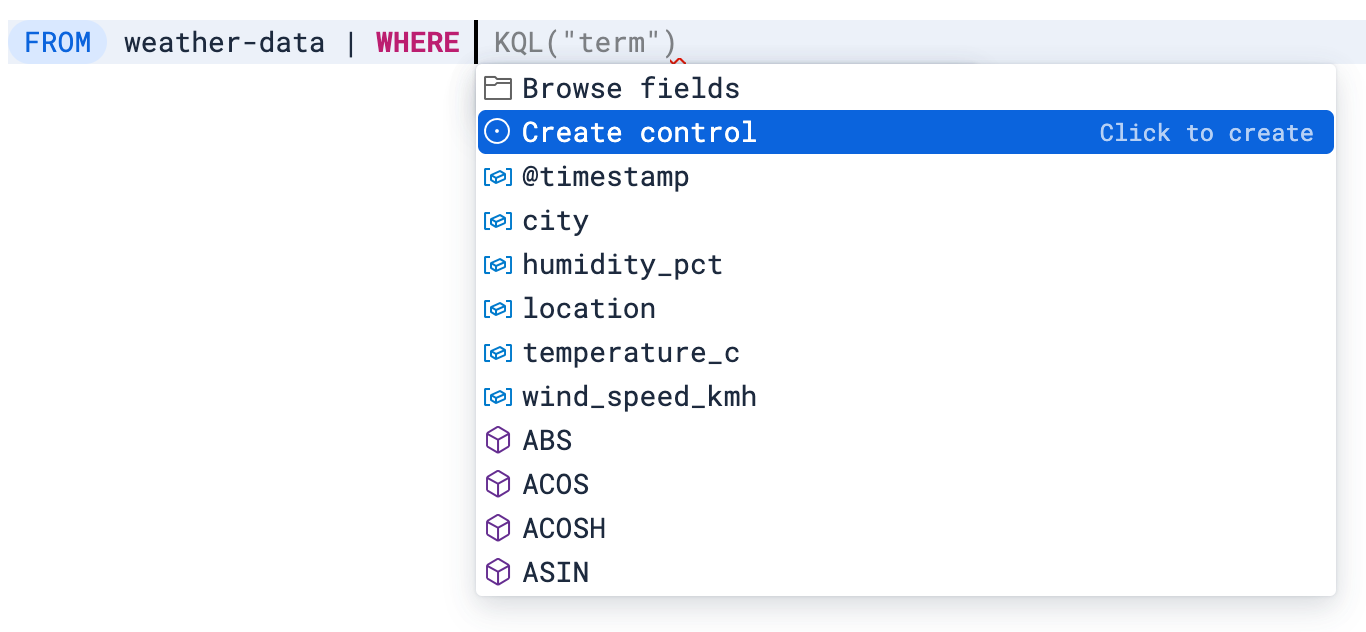 ES|QL query prompting to add a control ES|QL query prompting to add a control