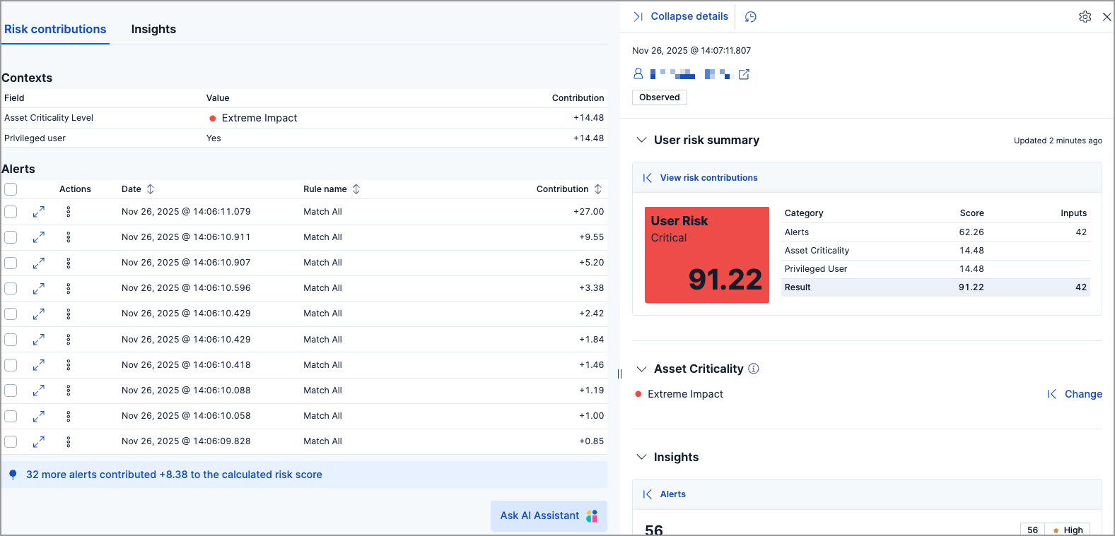 Host risk inputs