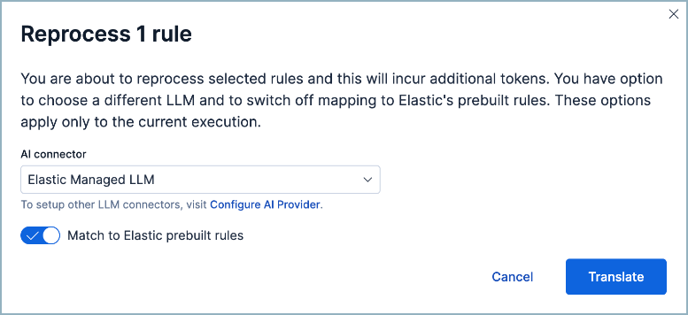 The reprocess rule modal