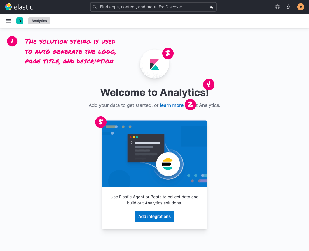 Screenshot of and example in Analytics using the no data configuration and using the corresponding list numbers to point out the UI elements that they adjust. Screenshot of and example in Analytics using the no data configuration and using the corresponding list numbers to point out the UI elements that they adjust.