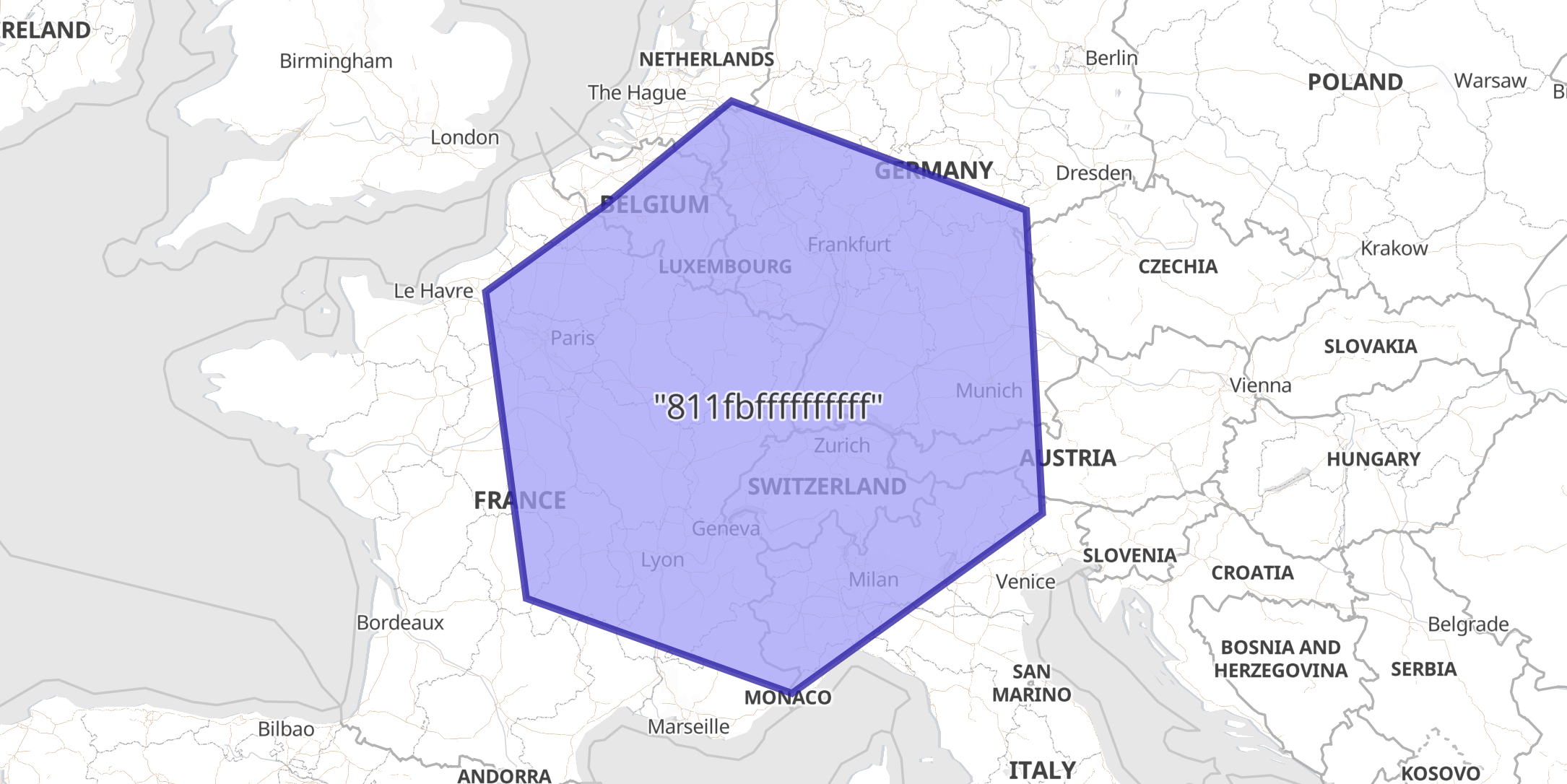 Kibana map with showing an H3 cell Kibana map with showing an H3 cell