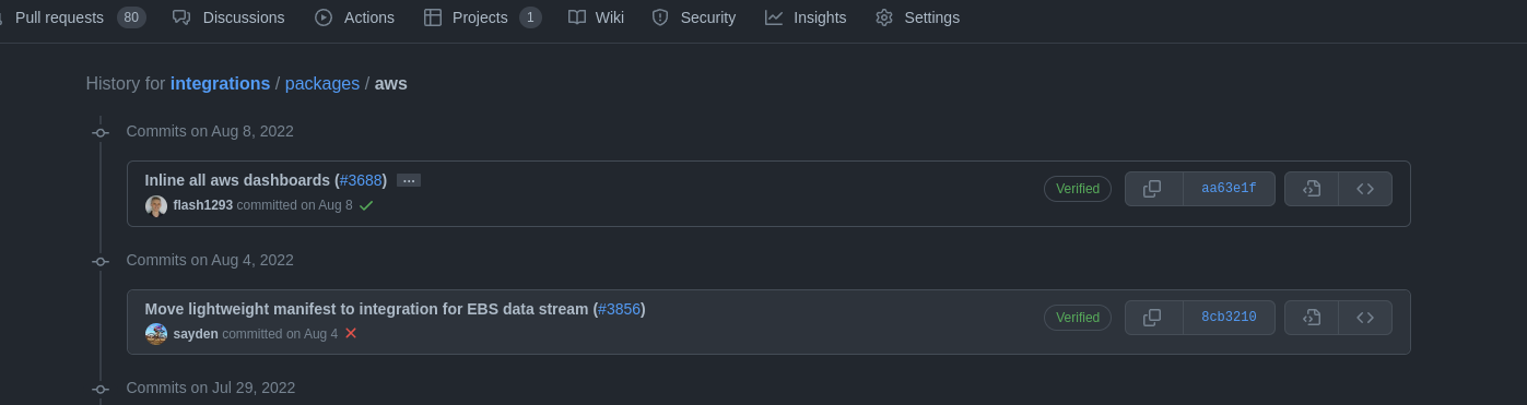 commits from package commits from package