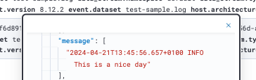 Data stream showing log message: "this is a nice day" Data stream showing log message: "this is a nice day"