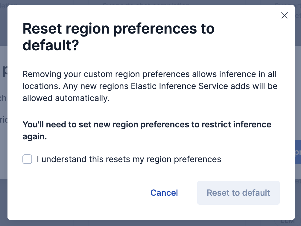 Reset region preferences to default confirmation dialog