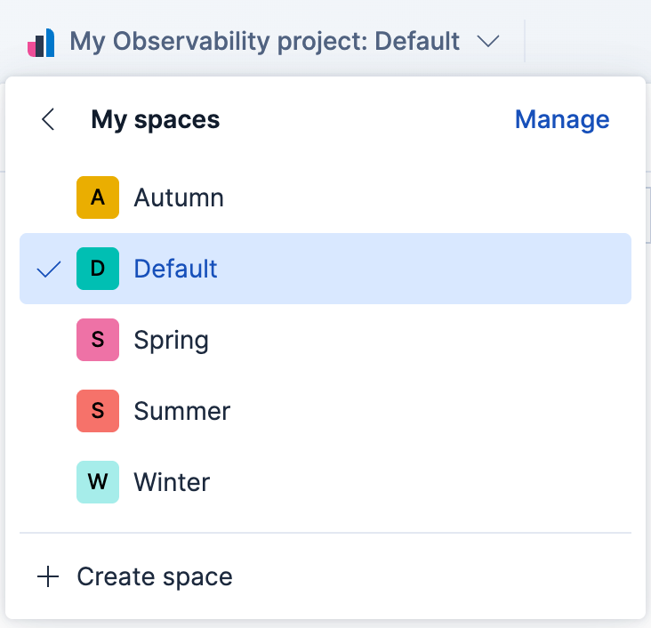 Change current space menu