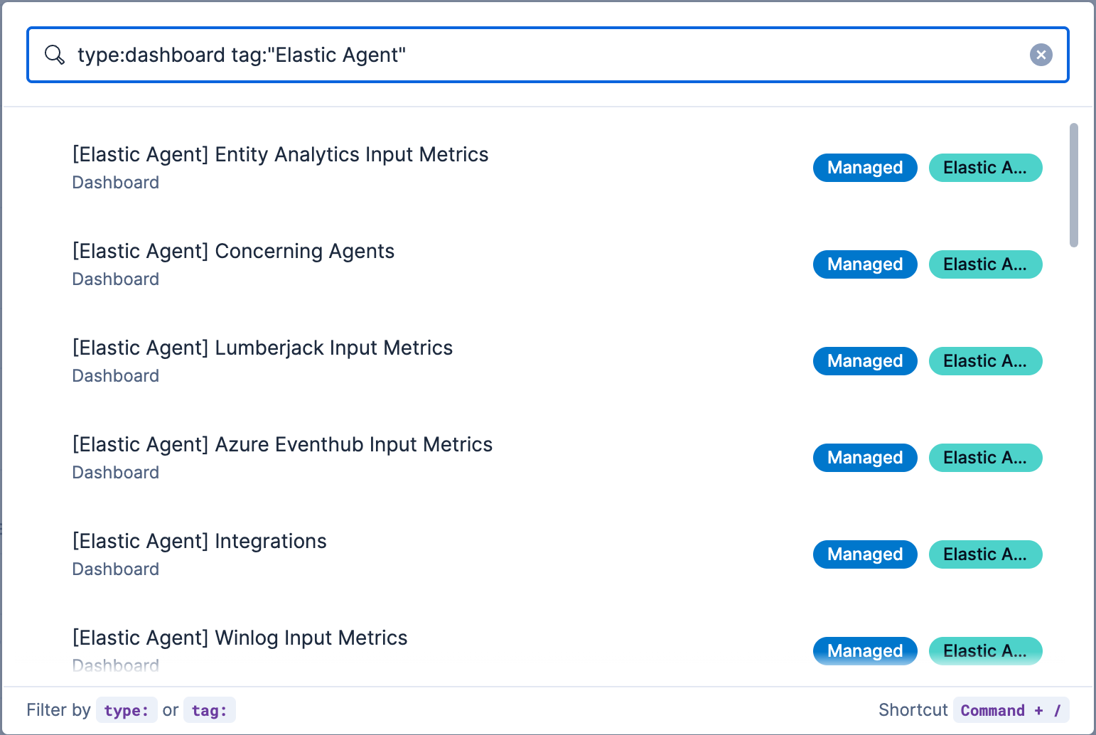 Example of searching for tags