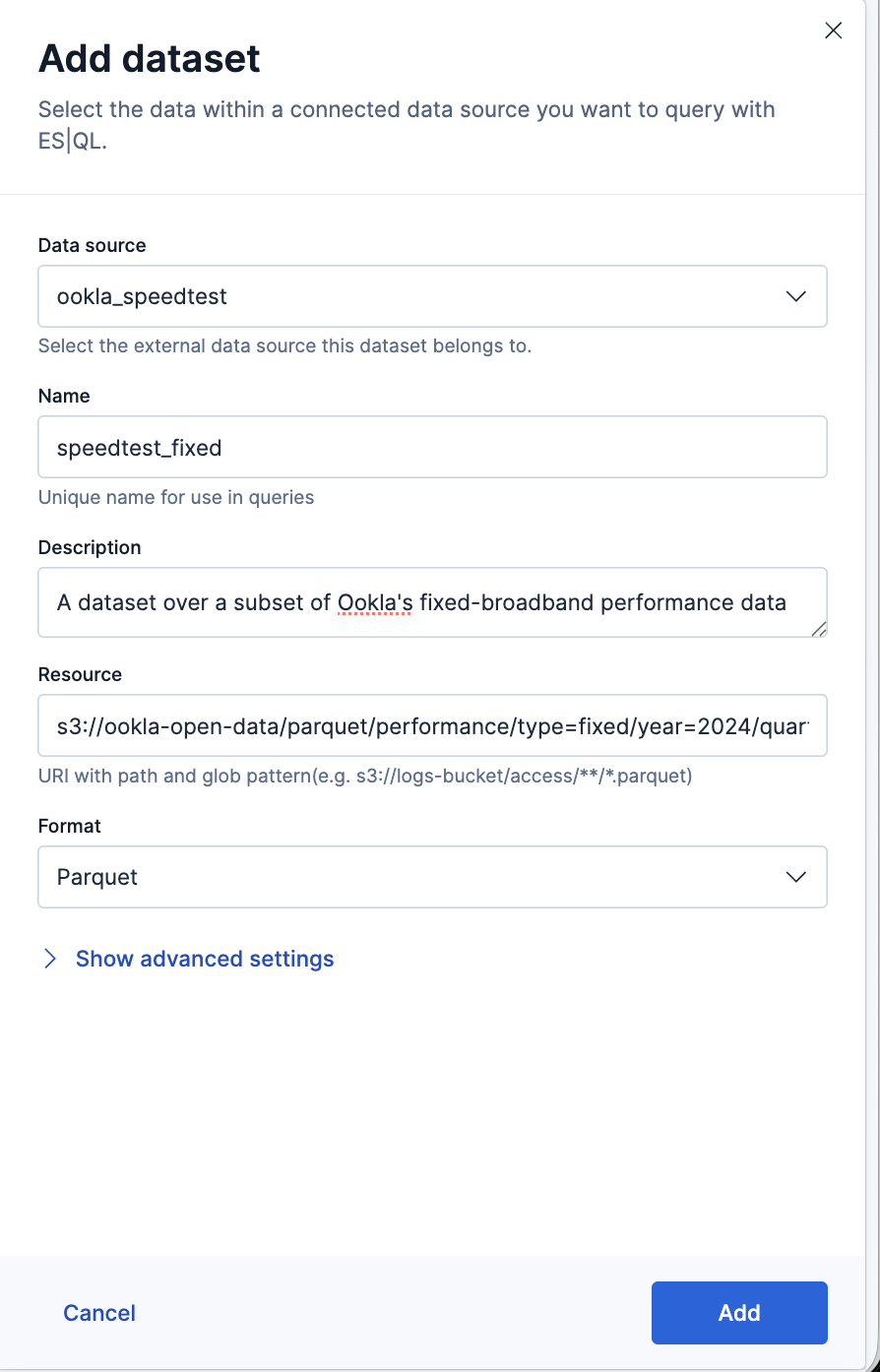 Add dataset flyout configured for the Ookla Q1 2024 fixed-broadband Parquet files