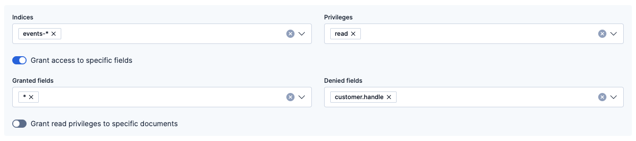 Configuring field-level security by denying access to fields