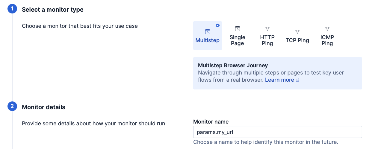 Use a param in a lightweight monitor created in the Synthetics UI
