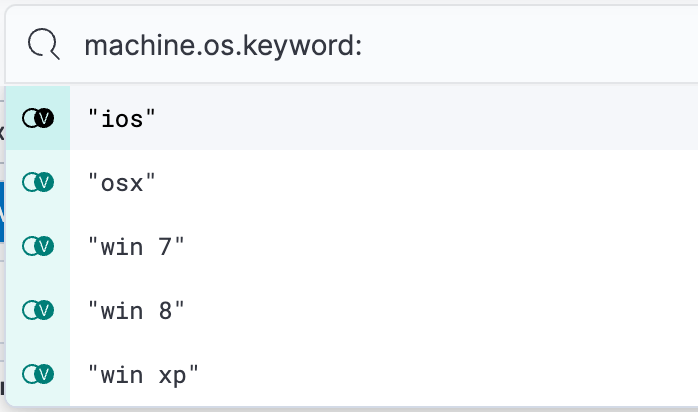 KQL filter dynamically suggesting values