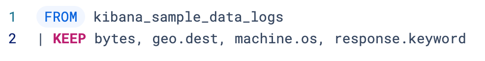 The ES|QL query after a column sort. The query has no SORT command.