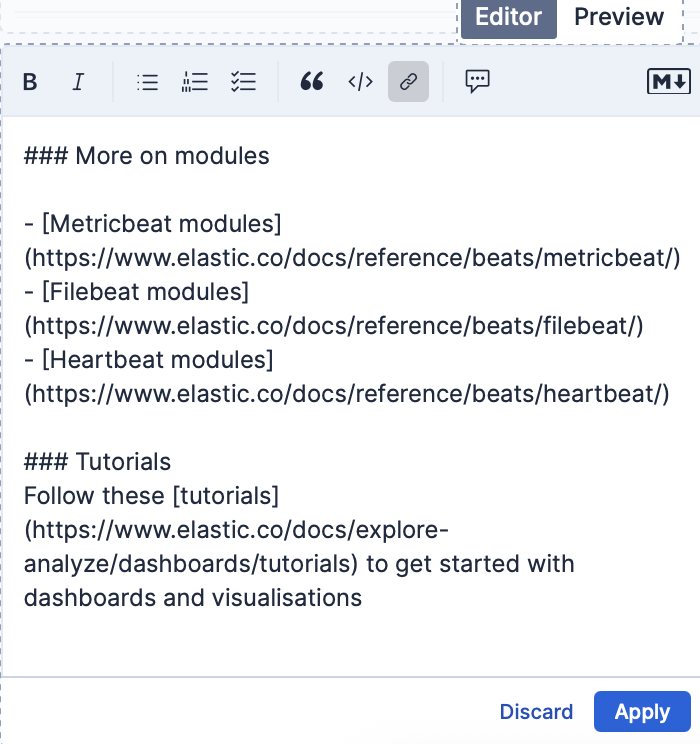 Markdown text with links