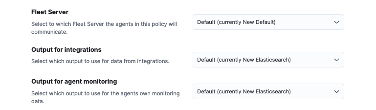 An agent policy's settings showing the newly created entities