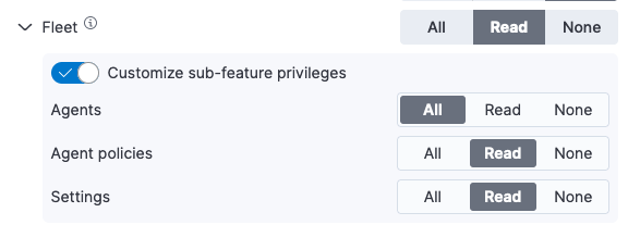 Kibana customize sub-feature privileges UI
