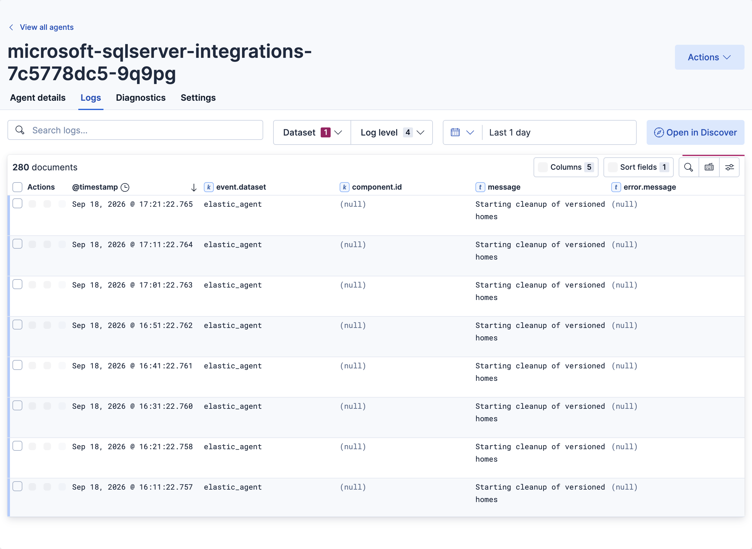 View agent logs under agent details