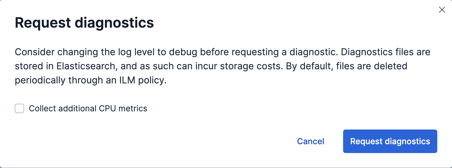Collect agent diagnostics confirmation pop-up