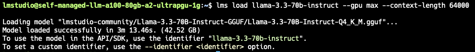 The CLI message that appears after a model loads