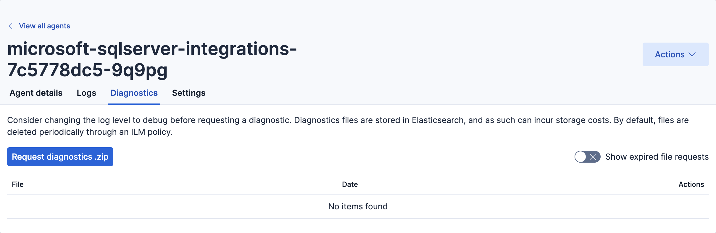 Collect agent diagnostics under agent details