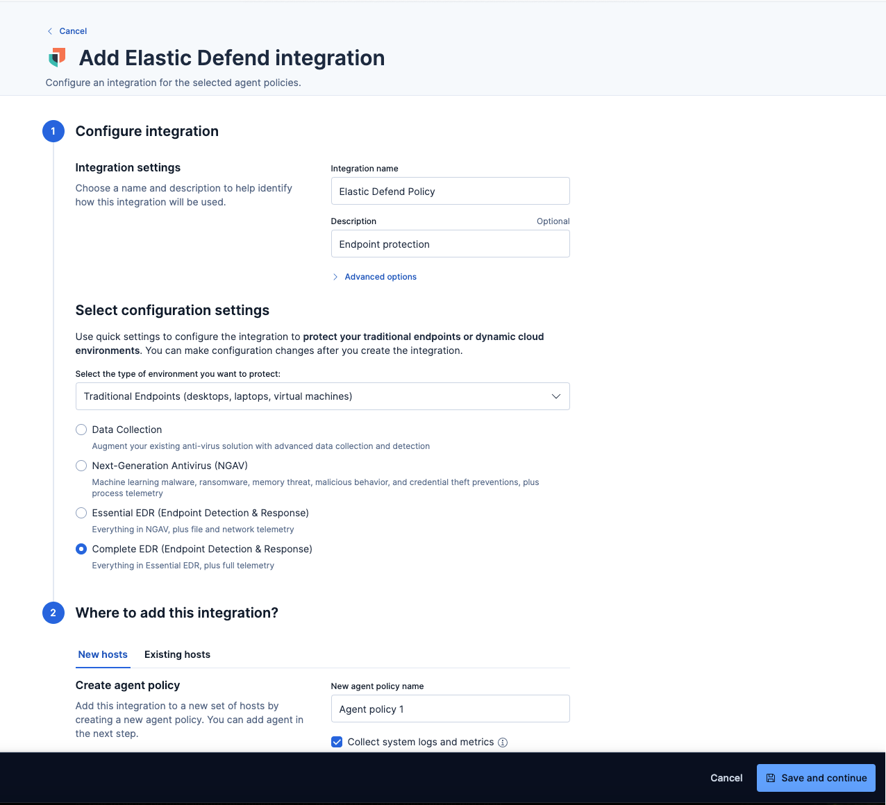 Elastic Defend configuration