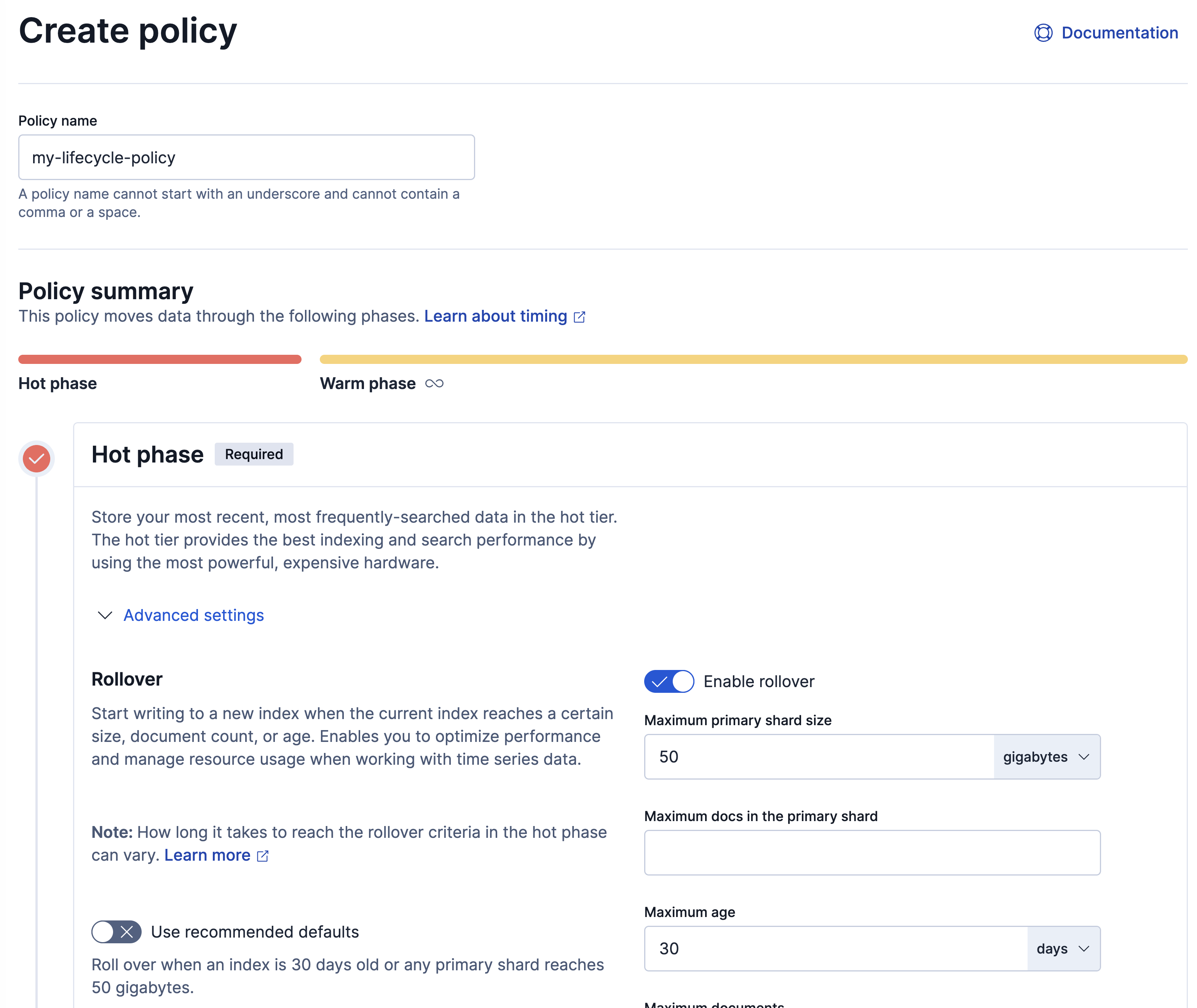 Create policy page