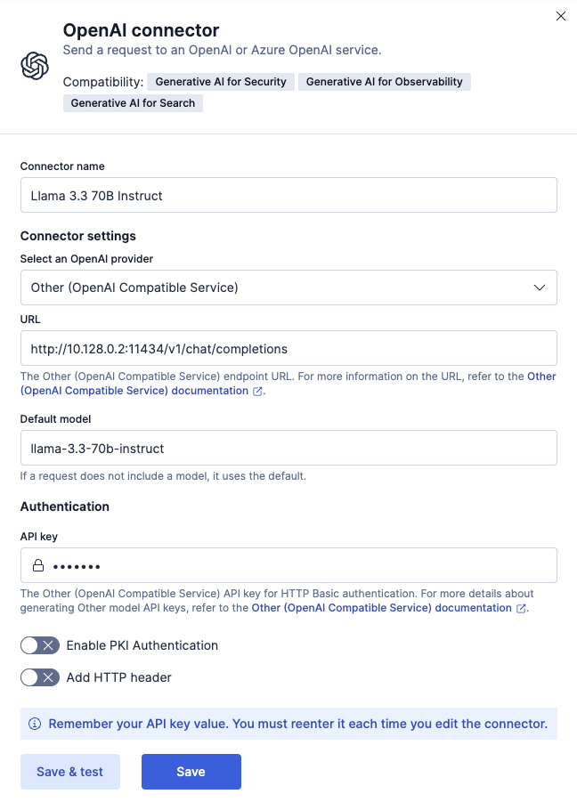 The OpenAI create connector flyout