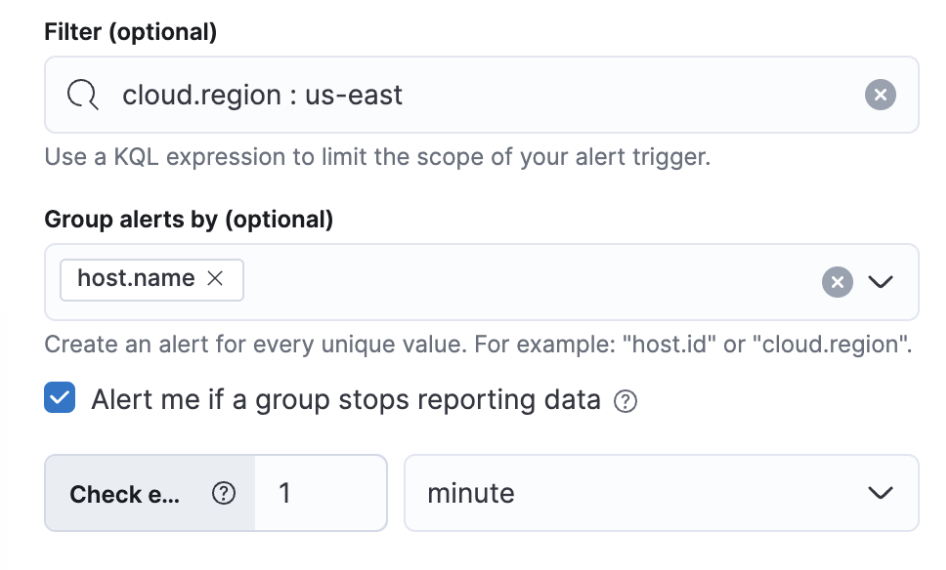 Metric threshold alert with alert if there is no data