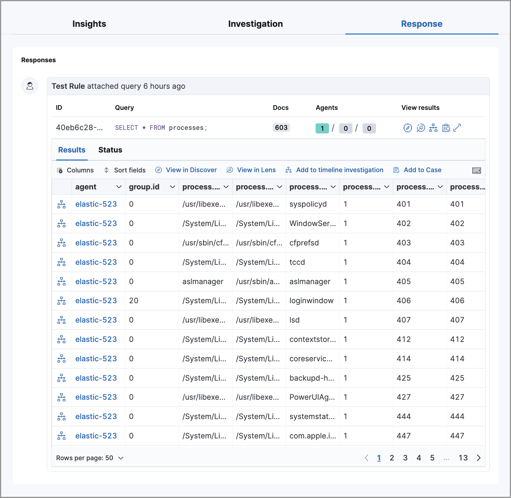 Shows how to set up a single query