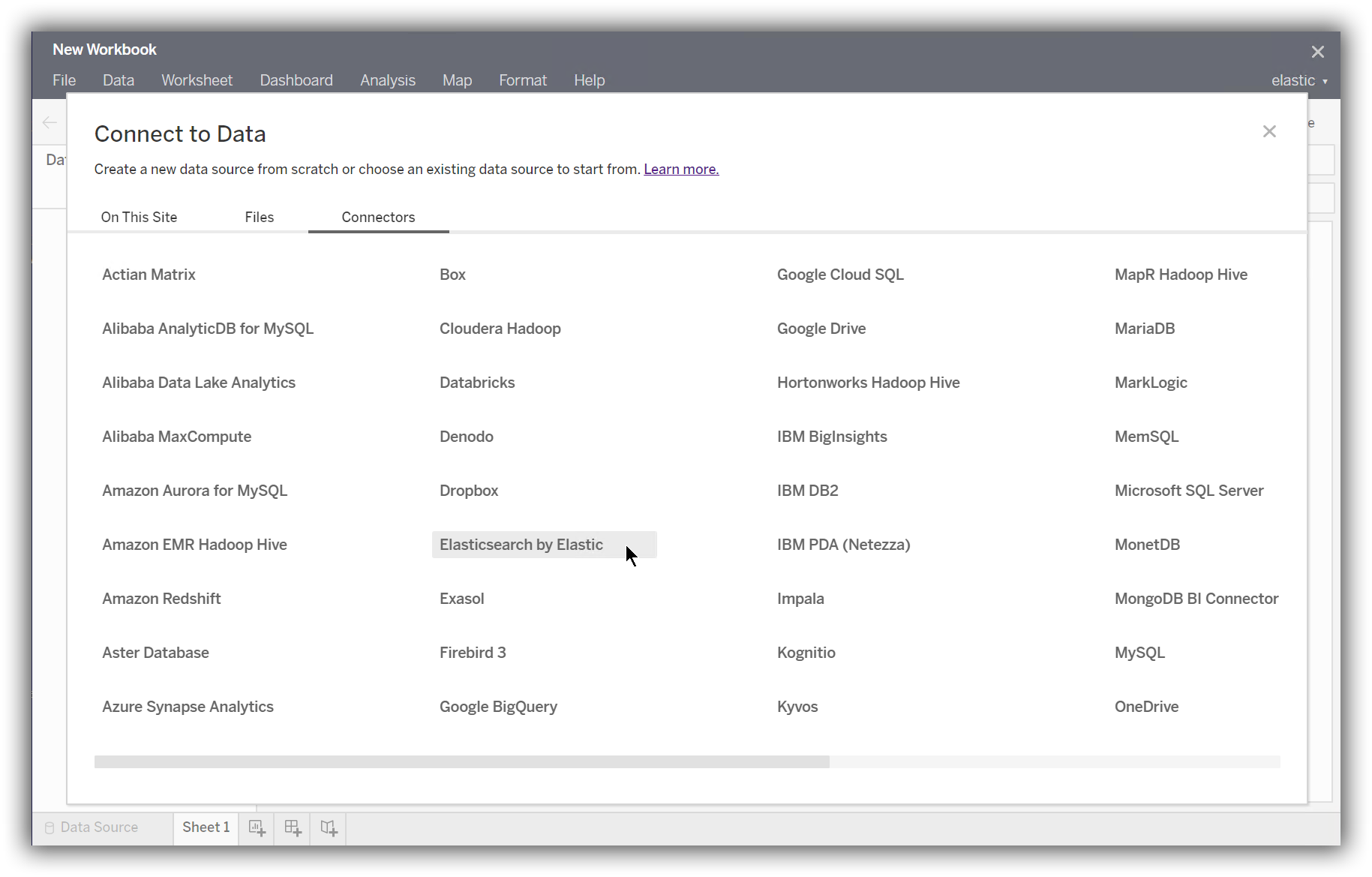 Select Elasticsearch as the data source Select Elasticsearch as the data source