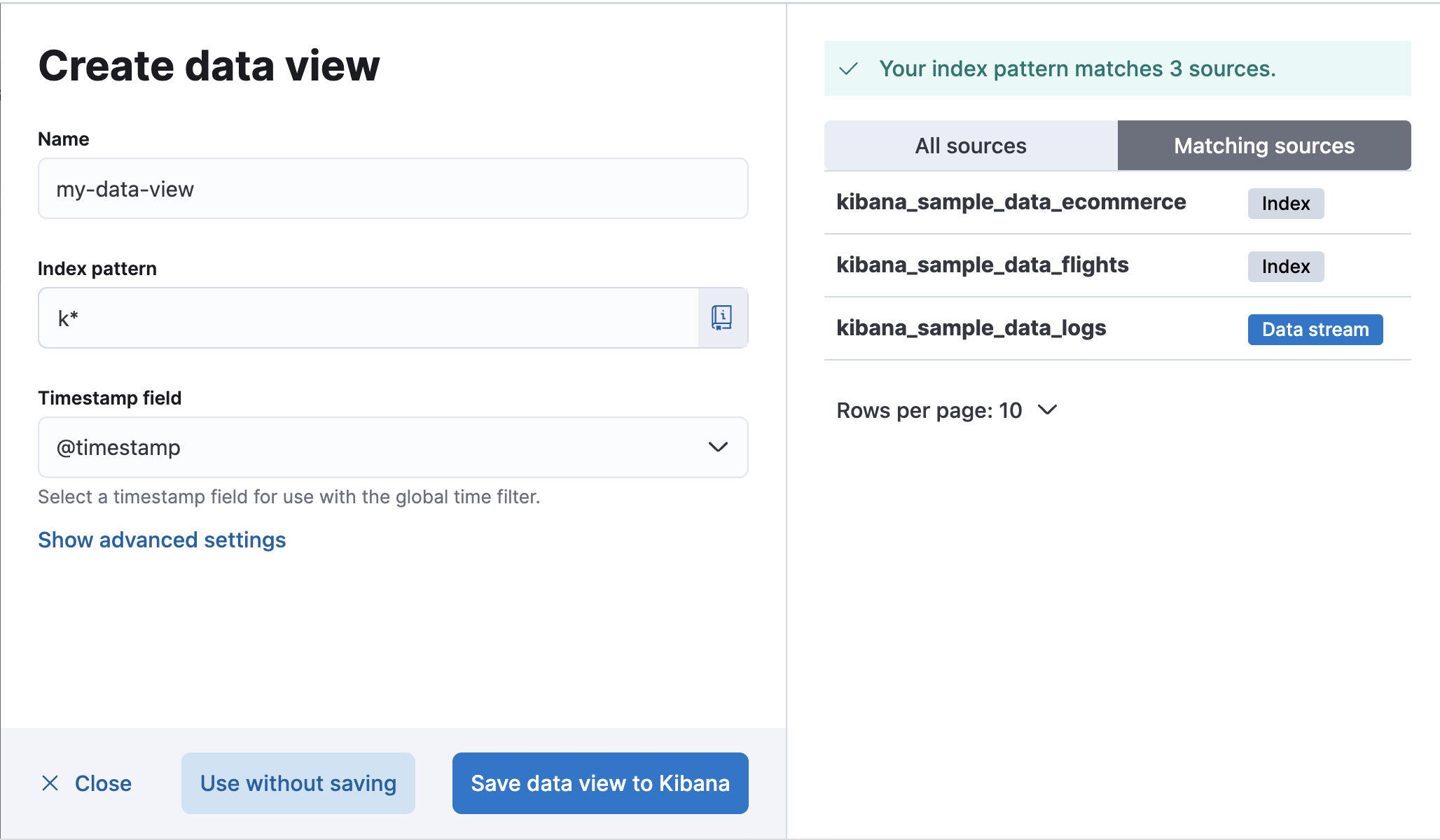 Create data view Create data view