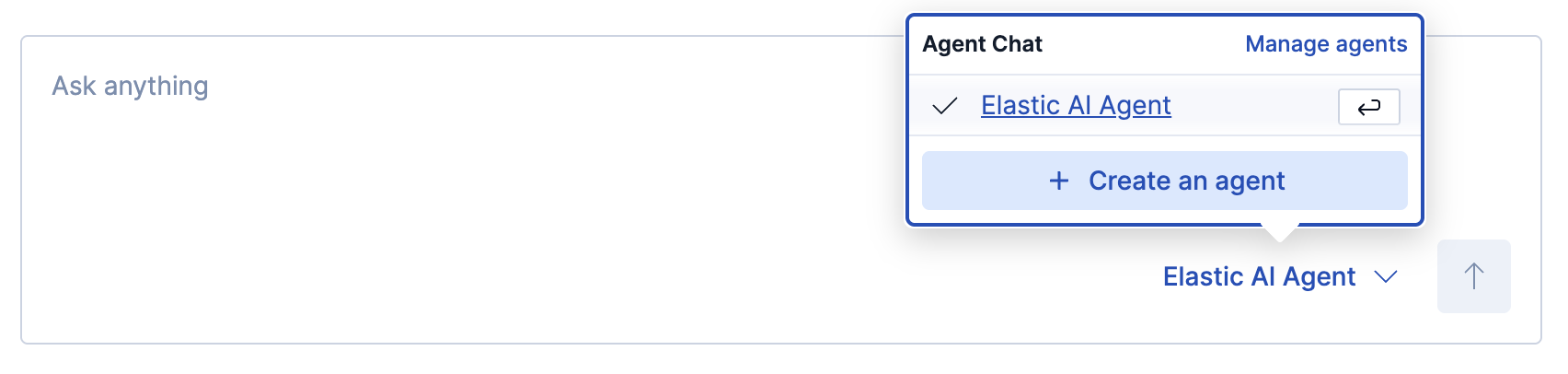 Agent selector dropdown and message input field