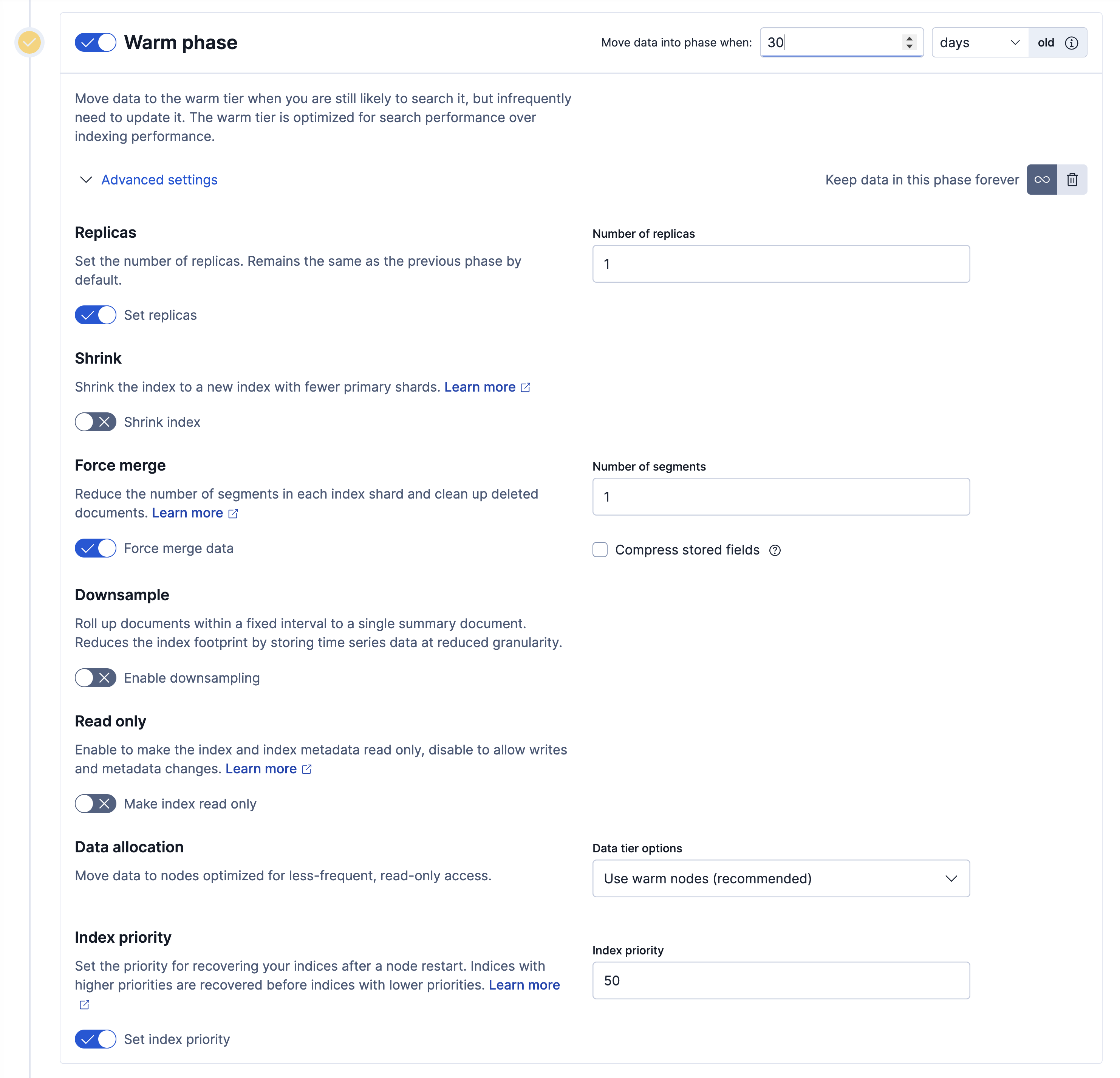 Add a warm phase with custom settings
