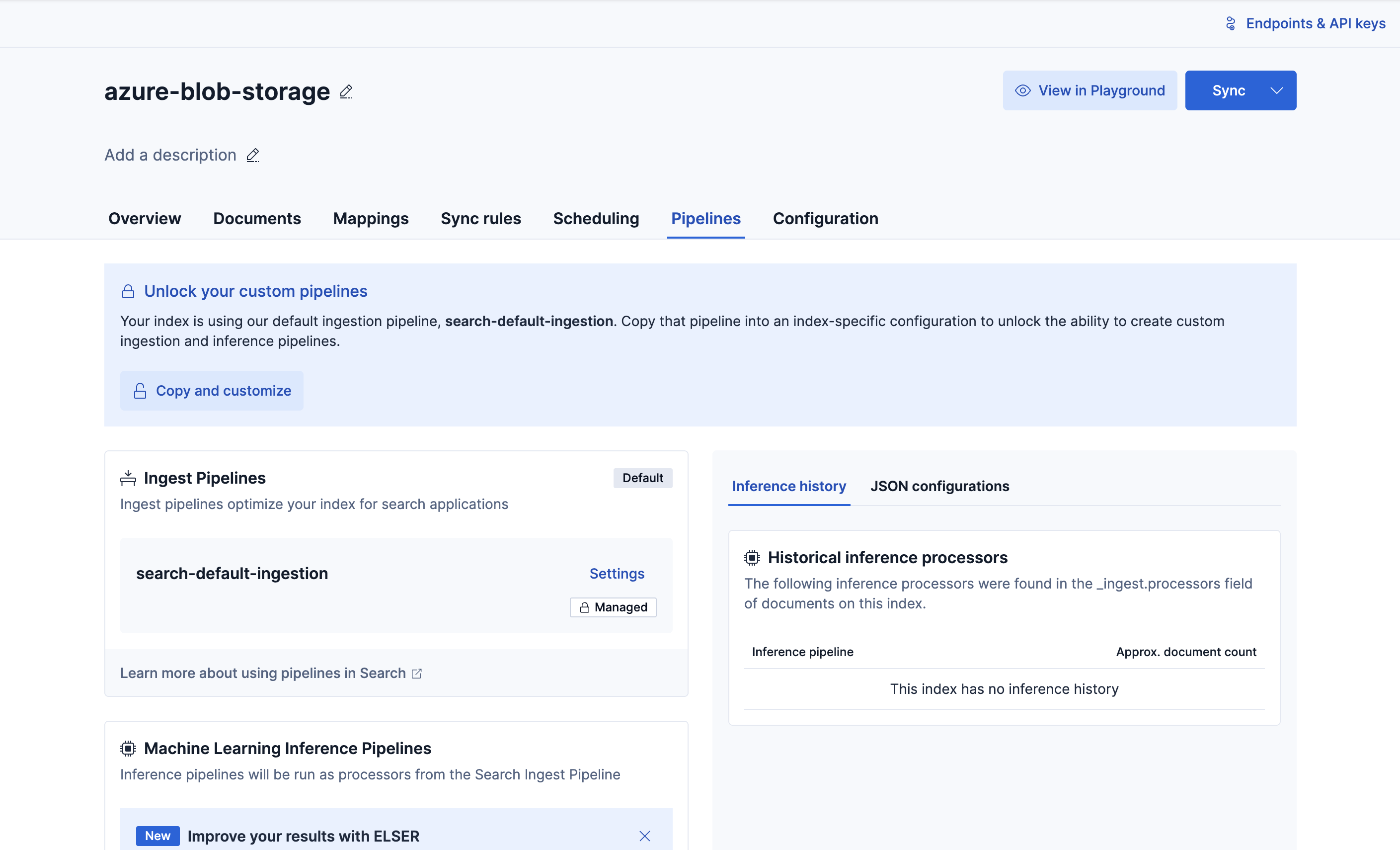 ingest pipeline ent search ui